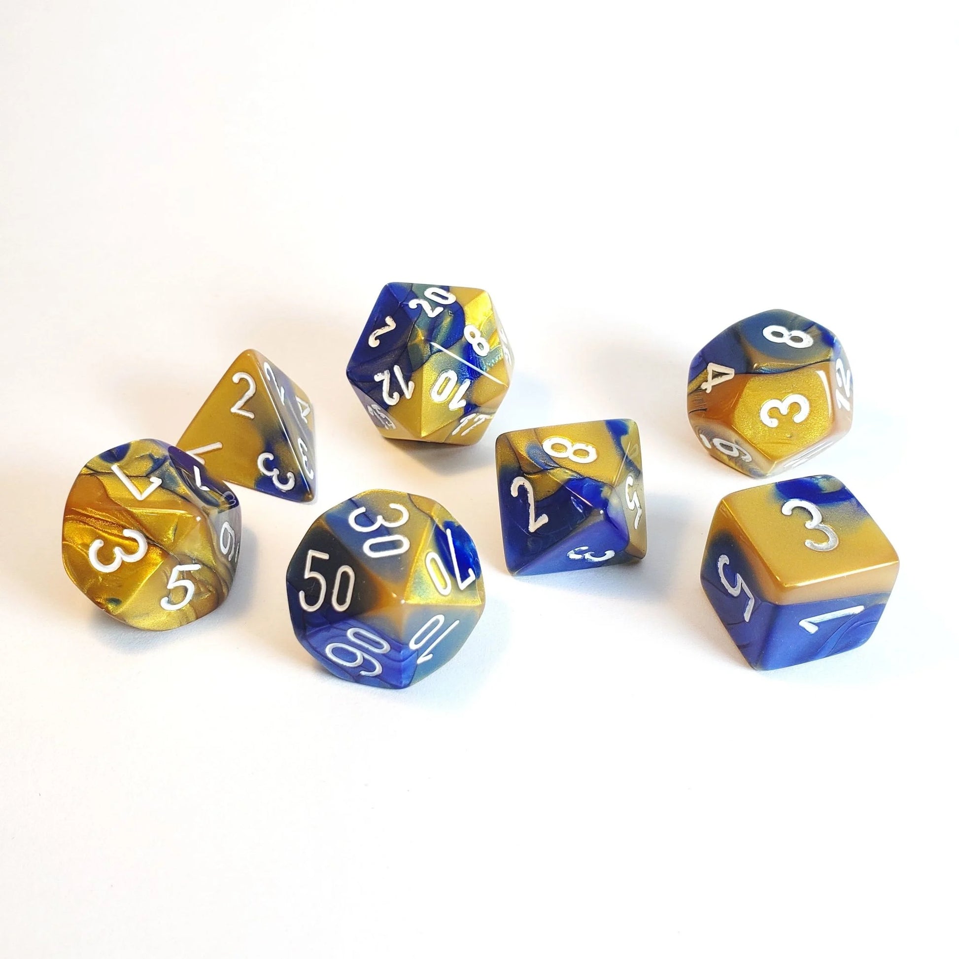 Set 7 dadi poliedrici - Gemini Blu-Oro/bianco