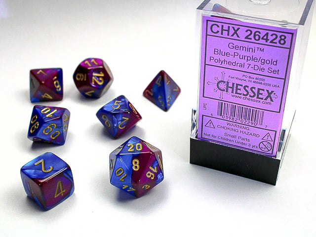 Set 7 dadi poliedrici - Gemini Blu-Viola/Oro