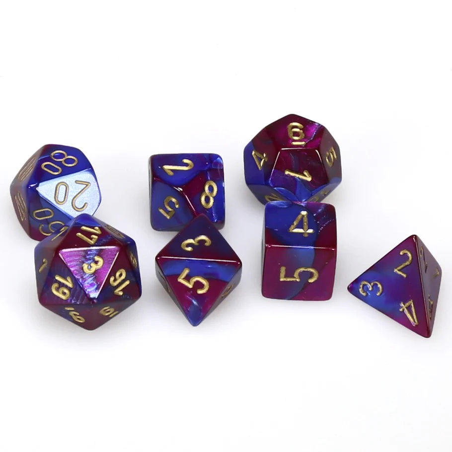 SET 7 DADI POLIEDRICI - Gemini Blu-Viola/Oro